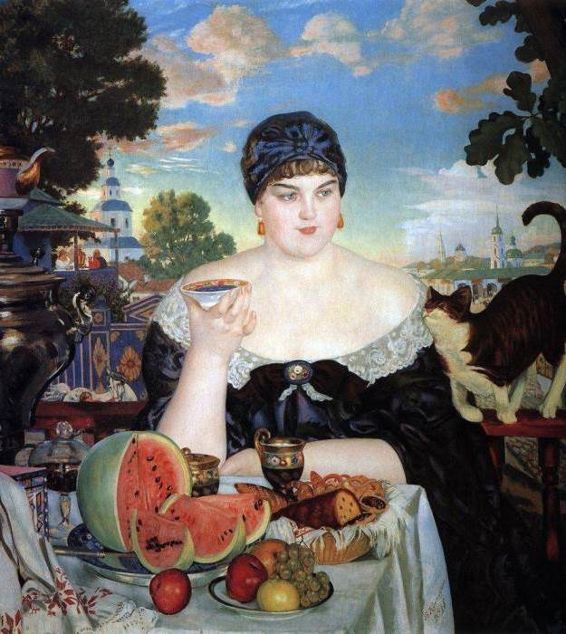 Б. Кустодиев. Купчиха за чаем, 1918 Б. Кустодиев. Купчиха за чаем, 1918