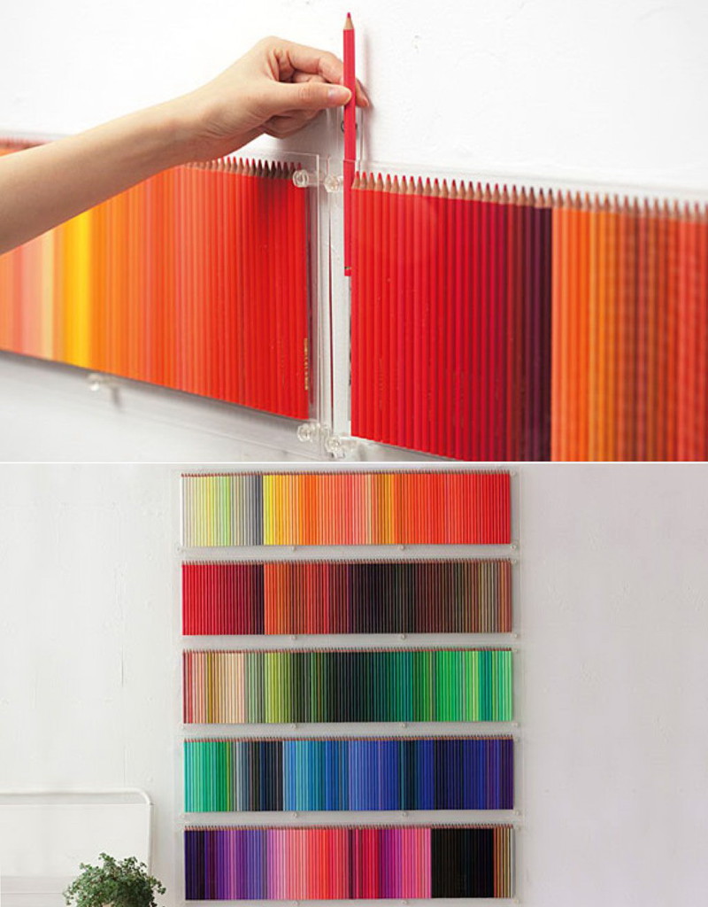 Декор стены цветными карандашами