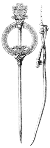 Кольцевидная фибула с длиной иглой,
 орнаментированая в стиле Борре
