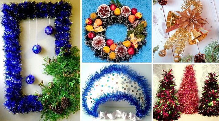 Новогодние поделки из мишуры