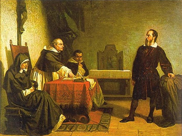 «Галилей отвечает на вопросы инквизиции». Картина Кристиано Банти, 1857. (Изображение с сайта <a href=
