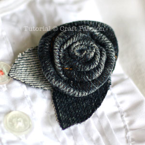 make denim rosette brooch