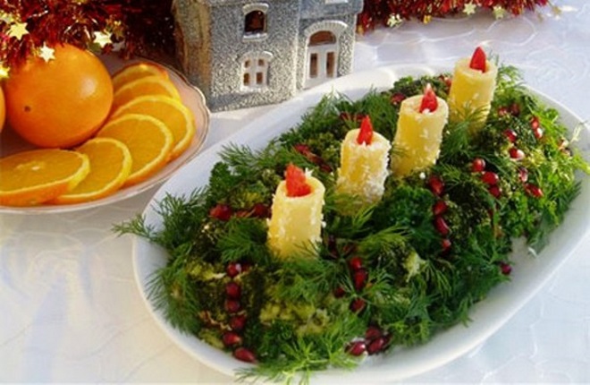 украшение салатов на новый год