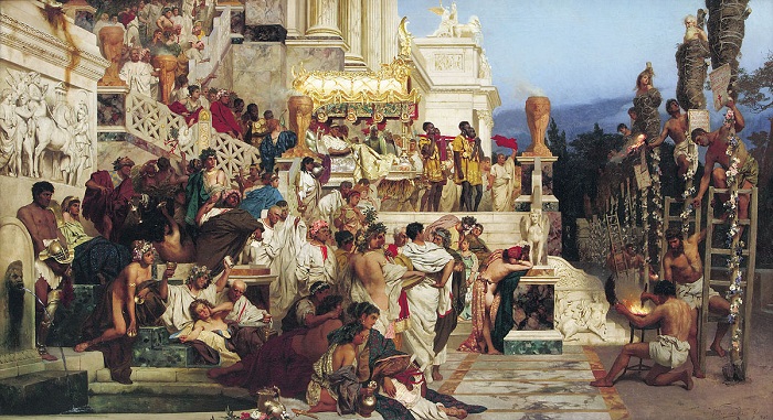 «Светочи христианства». («Факелы Нерона»). (1876год). /В 1879 году это полотно художник подарил Кракову, чем инициировал создание Национального музея./ Автор: Генрих Семирадский. Почему Третьяков не покупал для своей галереи картины художника-«чертополоха» Семирадского