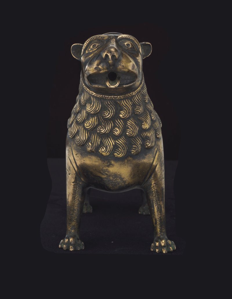 Lion Aquamanile, North German or Mosan, circa 1200, bronze, 15.3 cm. long
