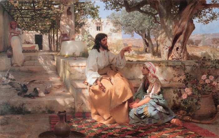 Христос у Марфы и Марии. (18886 год). Санкт-Петербург, Государственный Русский музей. Автор: Генрих Семирадский. Почему Третьяков не покупал для своей галереи картины художника-«чертополоха» Семирадского