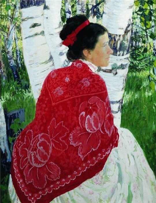 Портрет жены художника 1909 год. Автор: Борис Кустодиев. Портрет жены художника 1909 год. Автор: Борис Кустодиев.