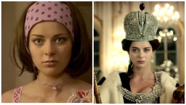 Слева - в роли Томы в сериале "Виола Тараканова", справа - в образе Екатерины II