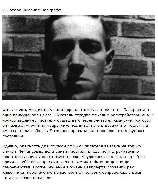Великие писатели с пошатнувшимся психическим здоровьем Великие писатели с пошатнувшимся психическим здоровьем