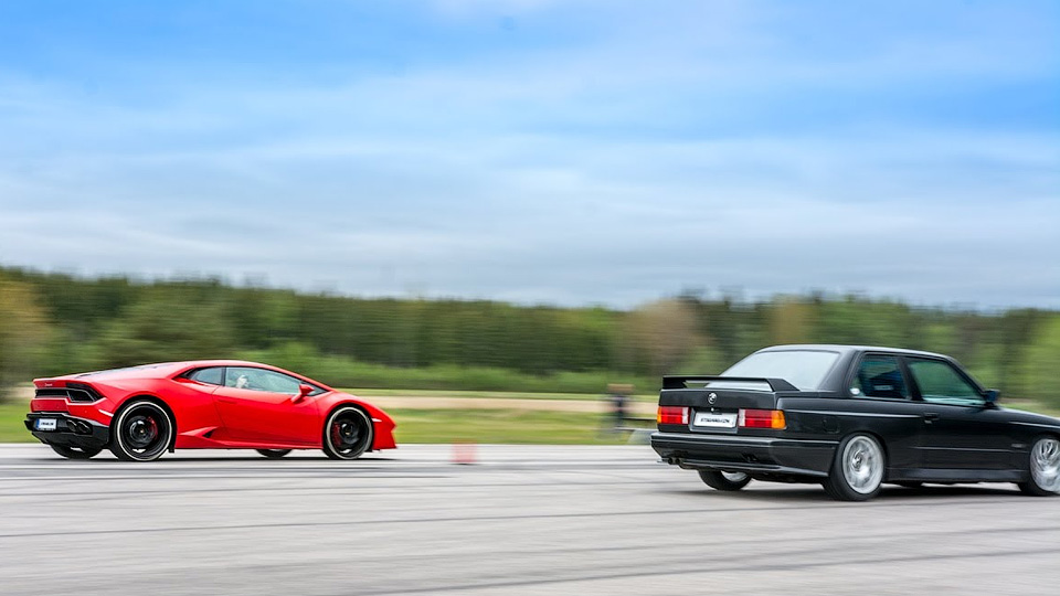 Lamborghini Huracan и BMW M3 с мотором V10 сравнили в дрэге