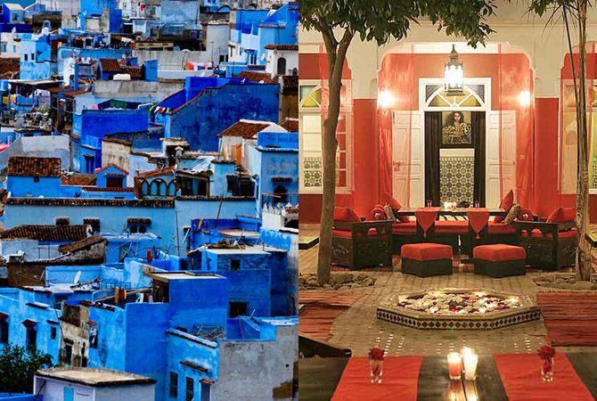 Интересные факты о городах, Марокко, Расцветка зданий, Марракеш, Шефшауэн