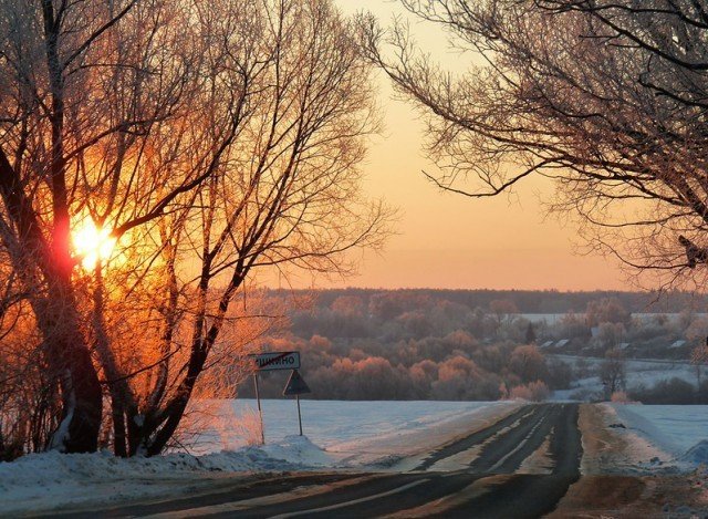 Морозное утро в деревне деревня, зима, красота, россия, снег