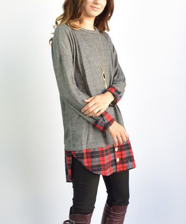 Look what I found on #zulily! Charcoal Plaid Tunic #zulilyfinds