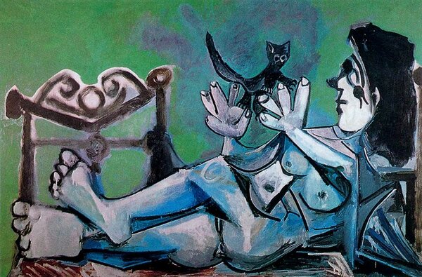 Лежащая обнажённая с кошкой. 1964