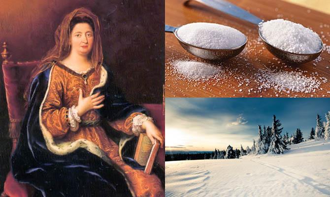 мадам Ментенон, дорога из соли и сахара, снег, Интересные факты о Франции