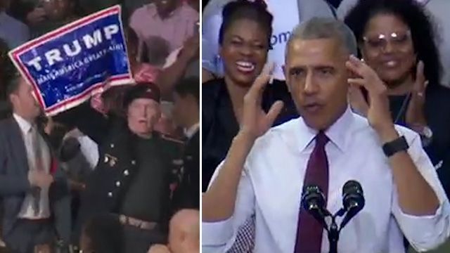 The scandal involving Obama occurred at a rally in support of Clinton