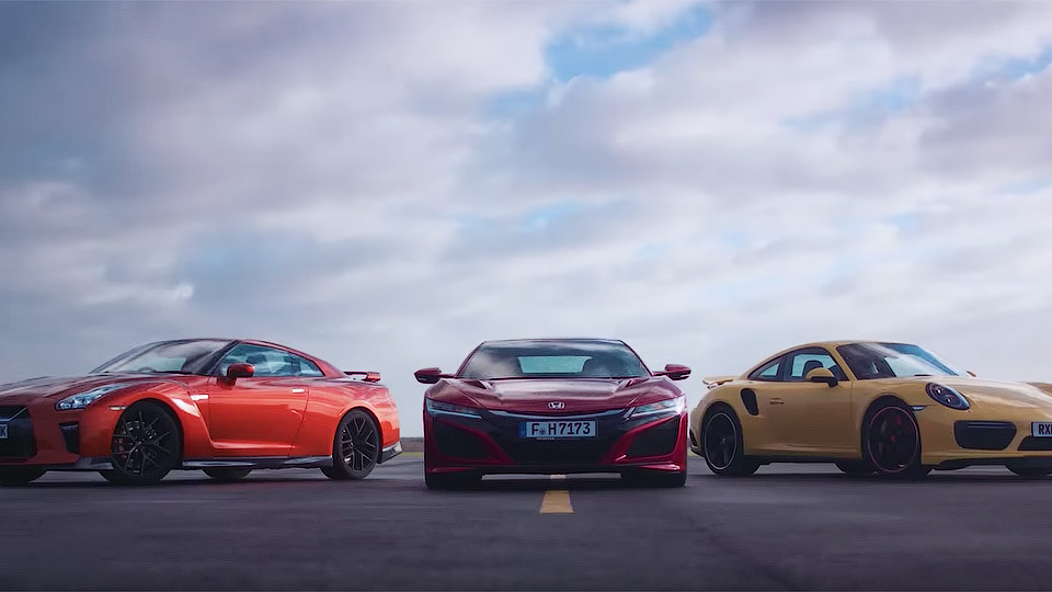 Acura NSX, GT-R и 911 Turbo посоревновались в разгоне до 240 км/ч