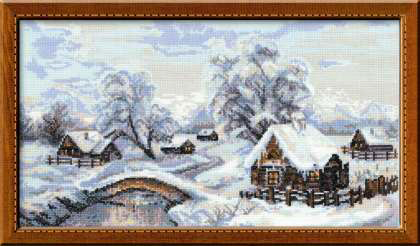 Схема для вышивки "Зима в деревне"