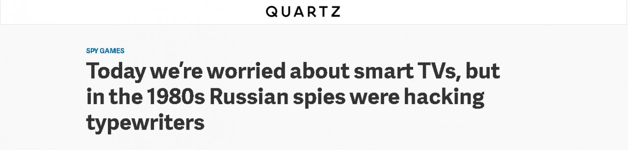 Quartz поведал, как русские «взламывали» пишущие машинки в США еще в 1980-х годах. Quartz поведал, как русские «взламывали» пишущие машинки в США еще в 1980-х годах.