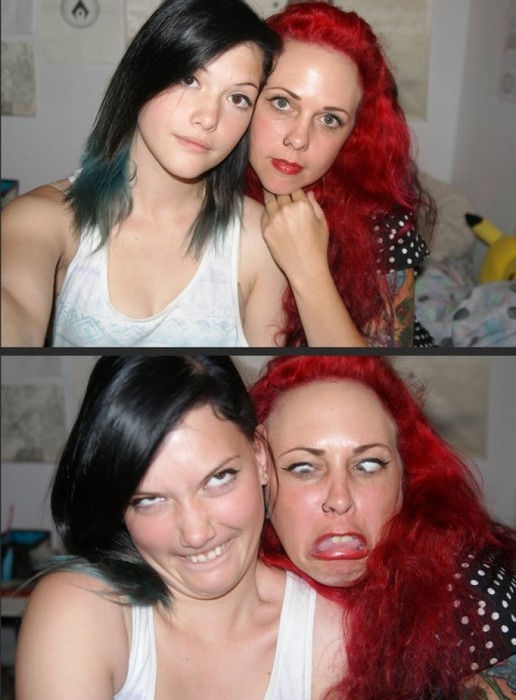 Участницы конкурса «Pretty girls making ugly faces»: милое семейное селфи. Участницы конкурса «Pretty girls making ugly faces»: милое семейное селфи.