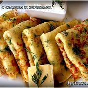 Блины с сыром и зеленью.