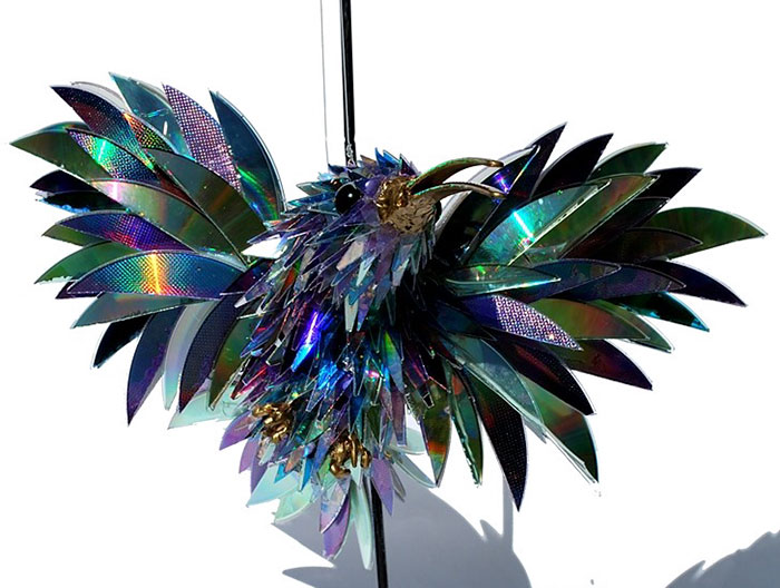 Animal Sculptures Made Of Shattered Cds