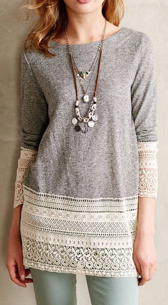 Sunday in Brooklyn Recessed Lace Sweatshirt