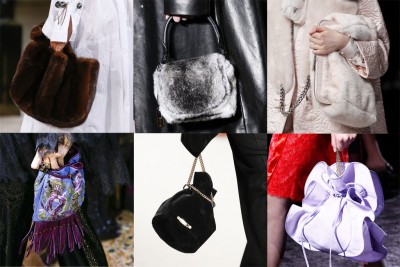 модные сумки осень-зима 2016-2017 (слева направо): Loewe, Alexander Wang, Alexander McQueen, Roberto Cavalli, Lanvin, Nina Ricci