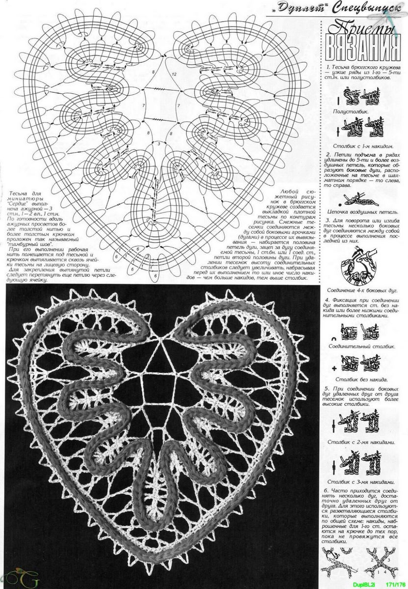 Брюггские кружева крючком схемы и описание