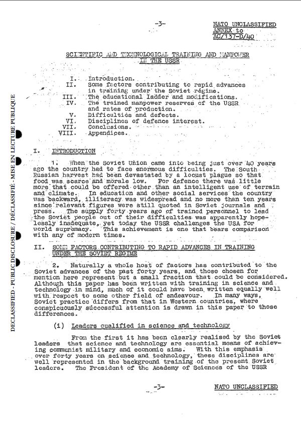 Аналитическая записка НАТО об образовании в СССР 1959 г.