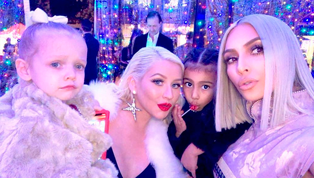 Кристина Агилера с дочерью Саммер Рейн и Ким Кардашьян с дочерью Норт