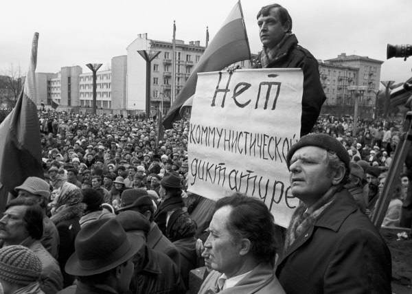 Участники митинга в Вильнюсе