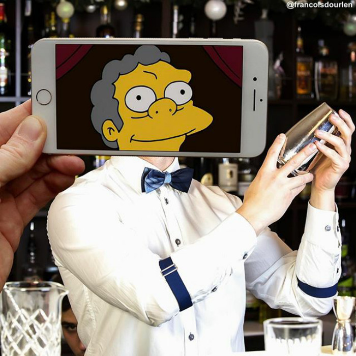 I Insert Simpsons Characters Into Real Life Situations Using My Iphone