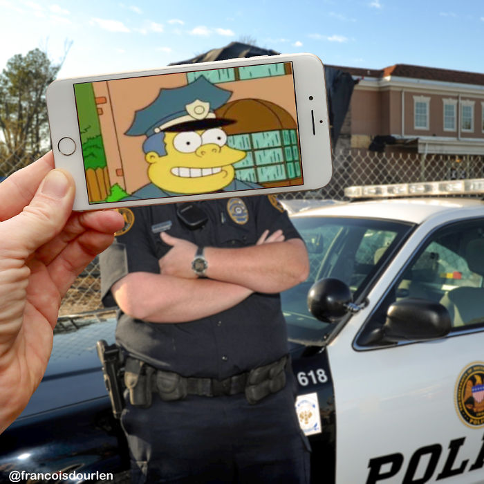 I Insert Simpsons Characters Into Real Life Situations Using My Iphone