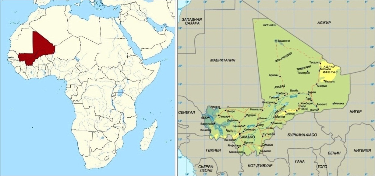 Мали на карте африки на русском языке географическая карта