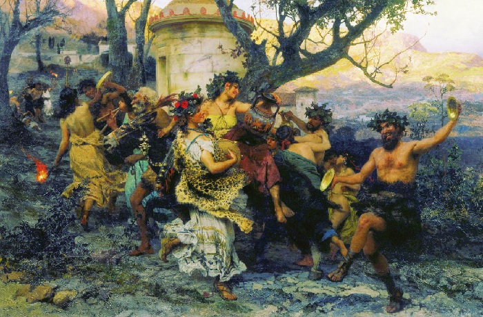 Праздник Вакха. (1890 год). Автор: Генрих Семирадский. Почему Третьяков не покупал для своей галереи картины художника-«чертополоха» Семирадского