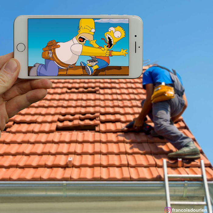 I Insert Simpsons Characters Into Real Life Situations Using My Iphone