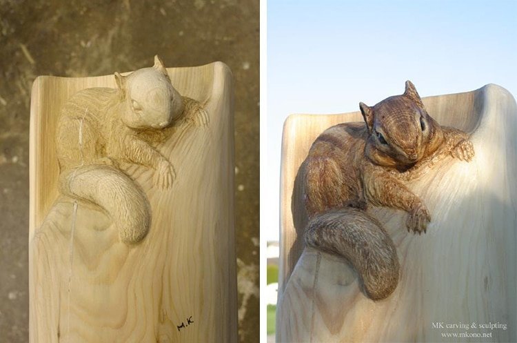 Художник делает скульптуры из поваленных деревьев анимализм, животные, искусство, красота, природа, резьба по дереву, творчество, художник