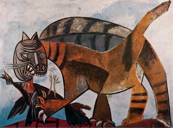 Кошка, пожирающая птицу. 1939. Частная коллекция