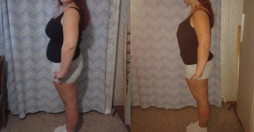 Фото девушки до применения диеты Любимая и после семи дней использования