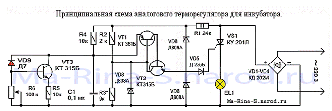 Электронный терморегулятор для инкубатора, схема и описание (LM, IRF)