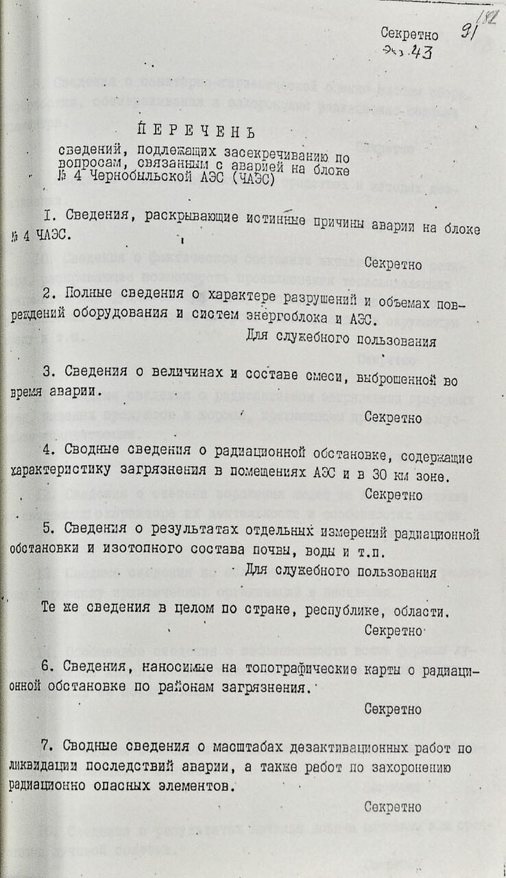 Рассекреченные документы по Чернобылю Рассекреченные документы по Чернобылю