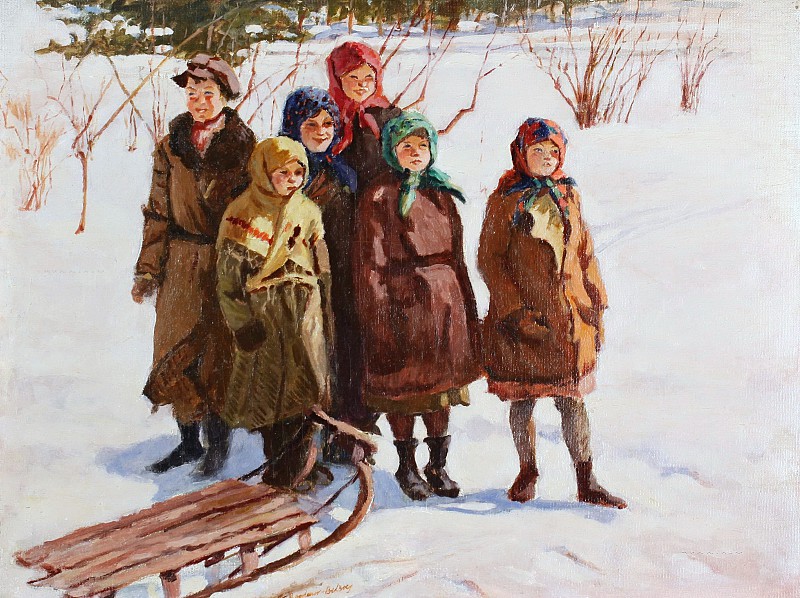 Николай Петрович Богданов-Бельский (1868-1945)Дети с саням.jpg