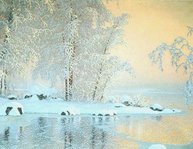 Gustaf Fjaestad. Пейзаж с замёрзшим озером. 1916.jpg