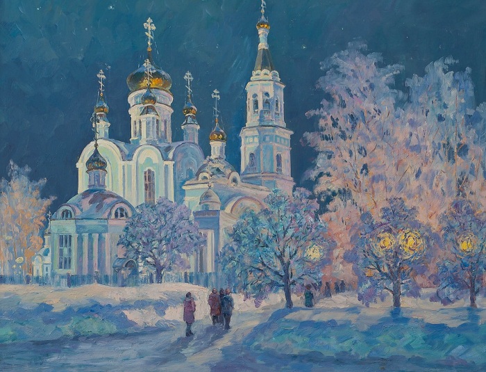 Покровско-Татианинский собор в Крещенскую ночь. Автор: Анатолий Данилов. Покровско-Татианинский собор в Крещенскую ночь. Автор: Анатолий Данилов.
