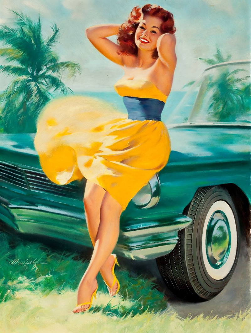 Девушки и машины в стиле Pin-Up pin up, искусство, пин-ап