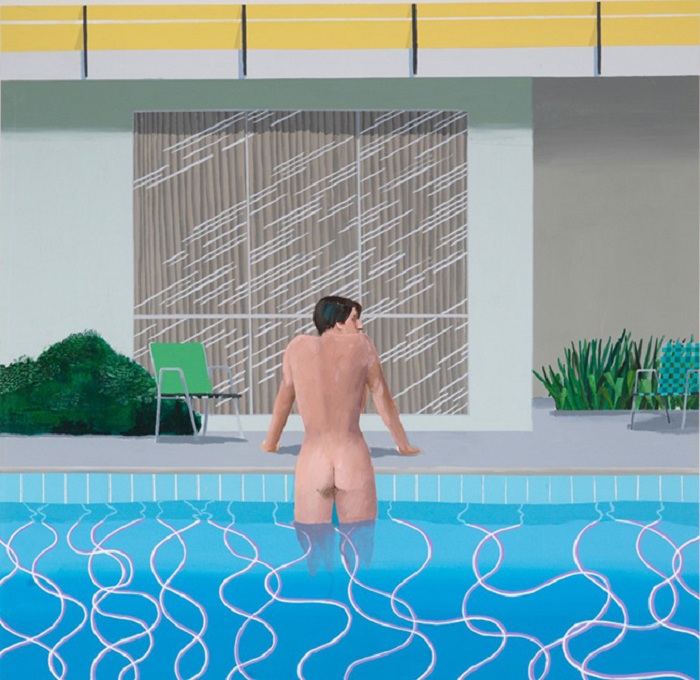 Питер вылезает из бассейна Ника. (1966). Коллекция Walker Art Gallery, Liverpool. Автор: David Hockney.