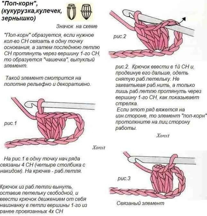 Как вязать крючком рисунок - кукурузка?