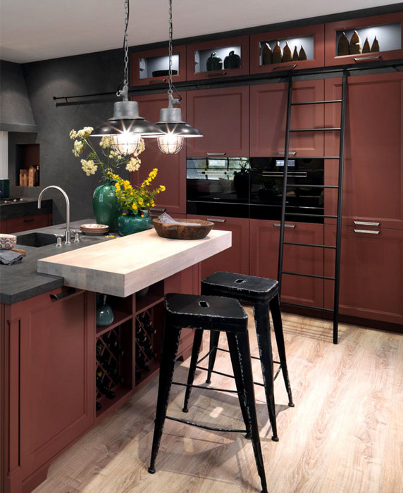 В моде большие кухонные шкафы лаконичного дизайна.