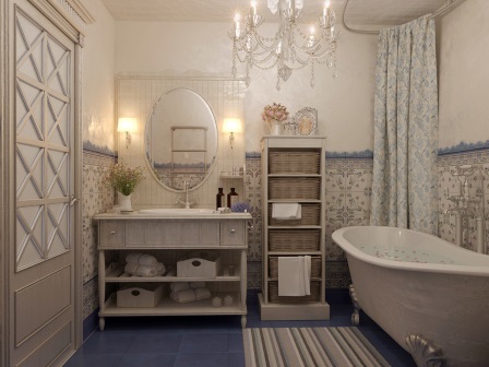 Интерьер ванной комнаты в стиле прованс